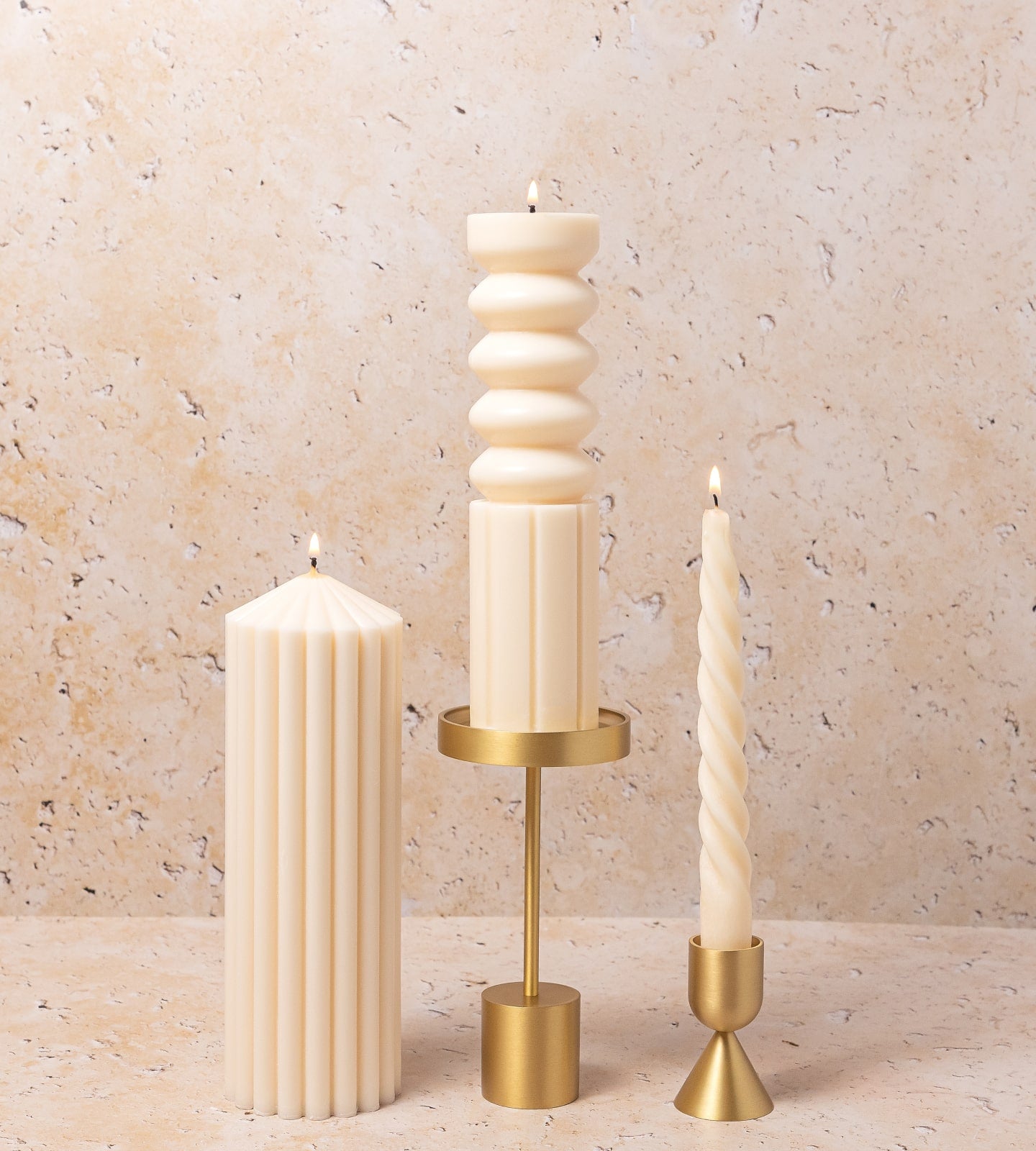 Tall Solid Brass Candle Holder