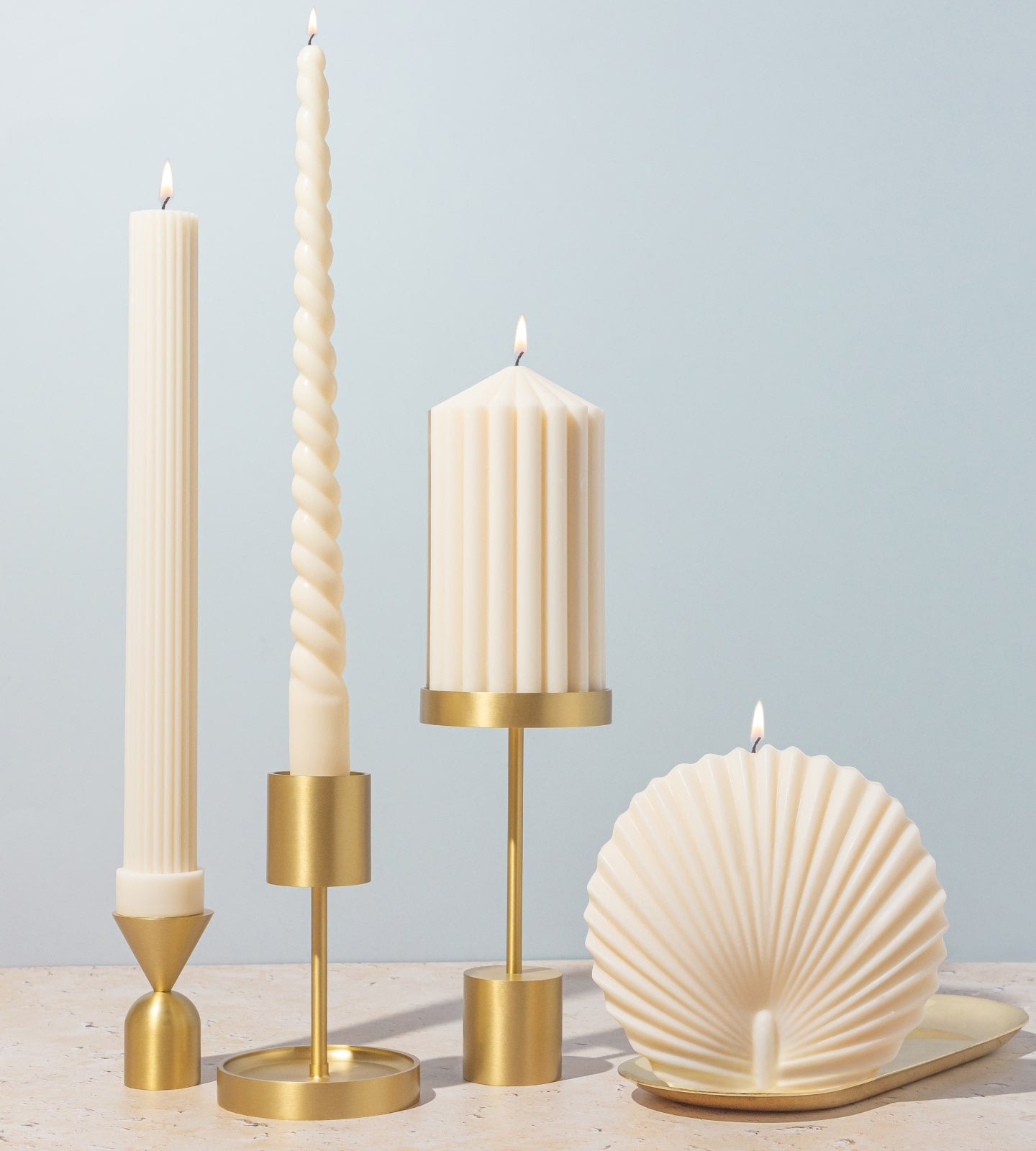 Tall Solid Brass Candle Holder
